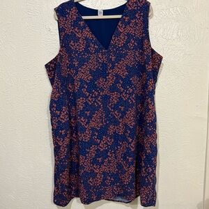 GAP Navy Blue V-neck mini dress with orange flower Accent